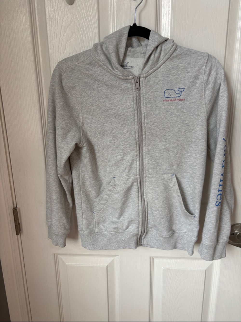 Vineyard Vines Kids Light Gray Whale Zip Hoodie